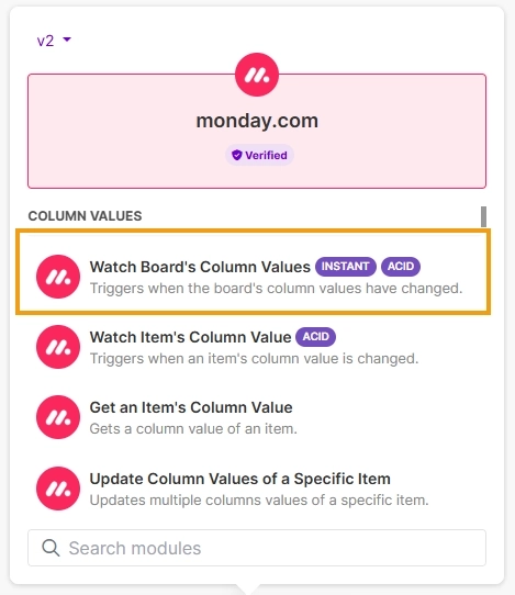 monday.com - Watch board column values
