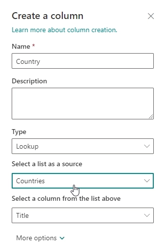 Select Lookup source