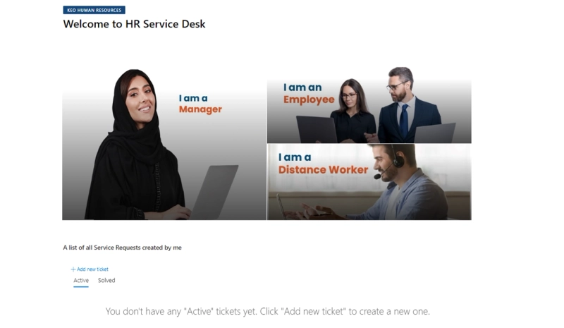 HR Service Desk dashboard