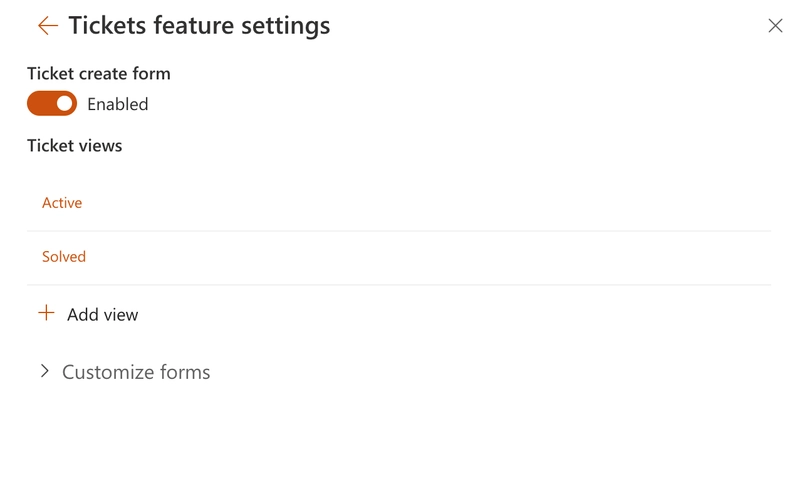 Configure tickets feature