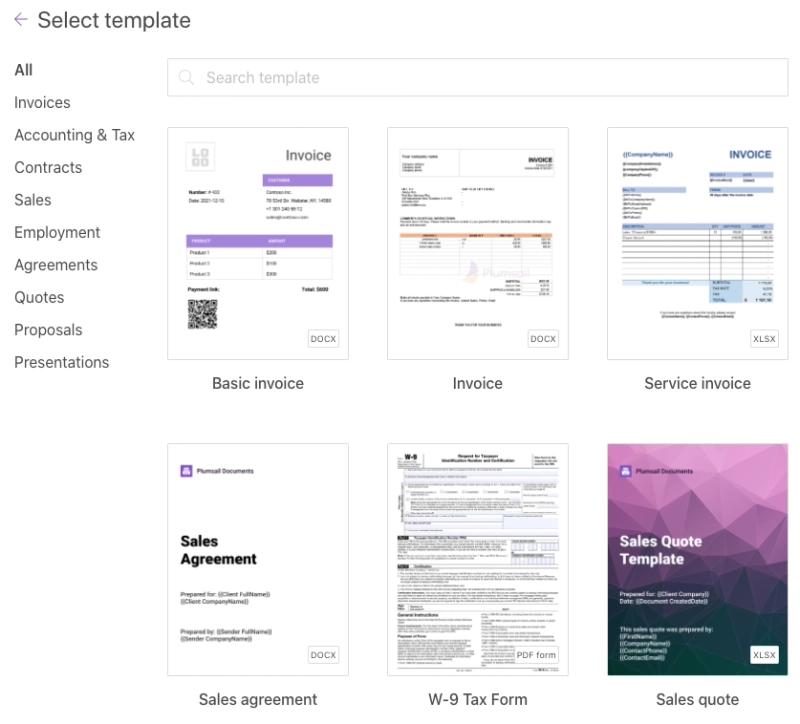 Plumsail Documents templates