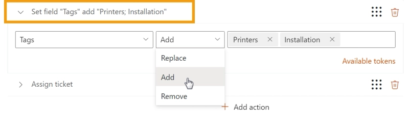 Add, replace, or remove ticket tags