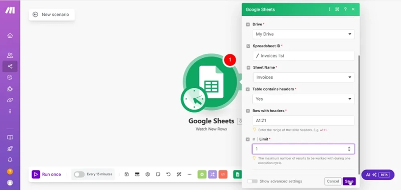 Google Sheets configuration