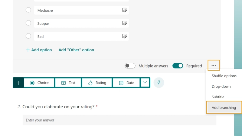 Add branching to your Microsoft Form