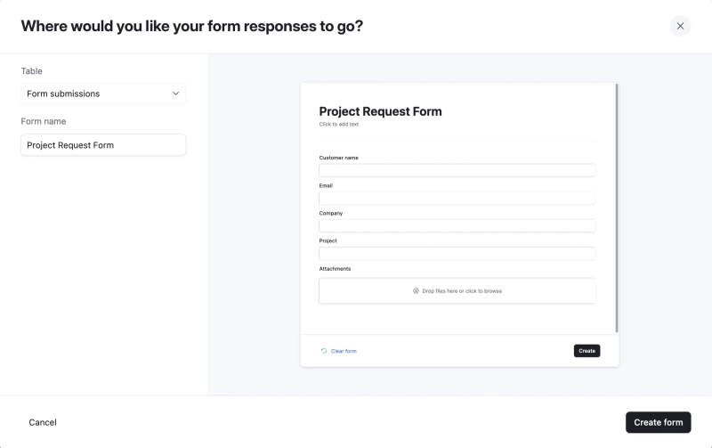 Create new Airtable form
