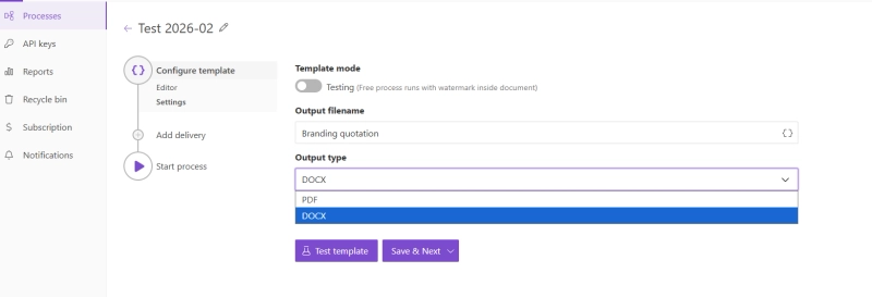 Plumsail Documents - Save template
