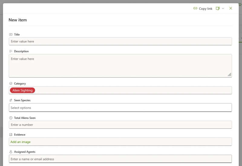 Native SharePoint list form with conditional logic