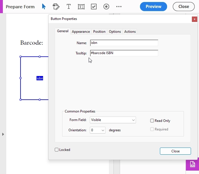 add barcode to pdf form