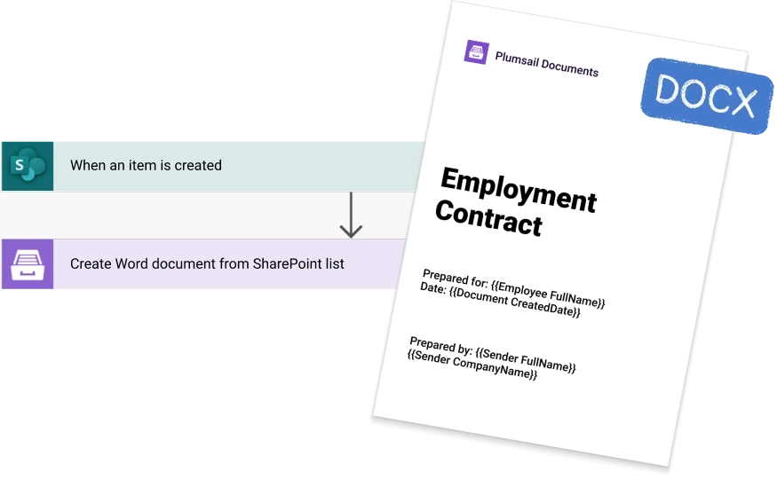 Create Word document from SharePoint list in Power Automate flow
