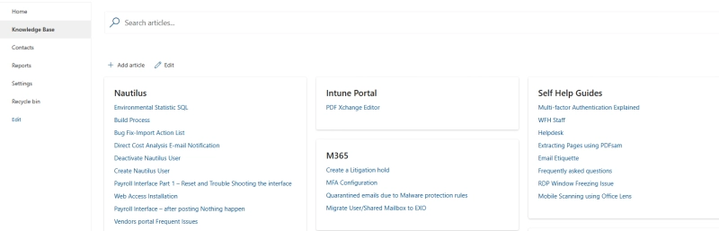 Knowledge Base overview
