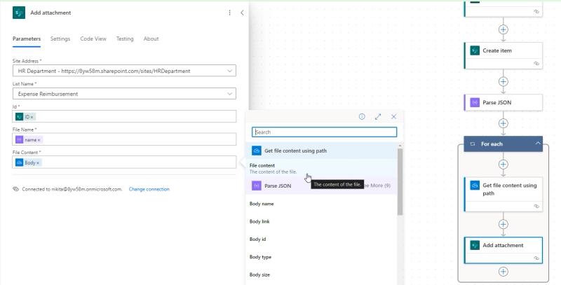 Add attachments to SharePoint item