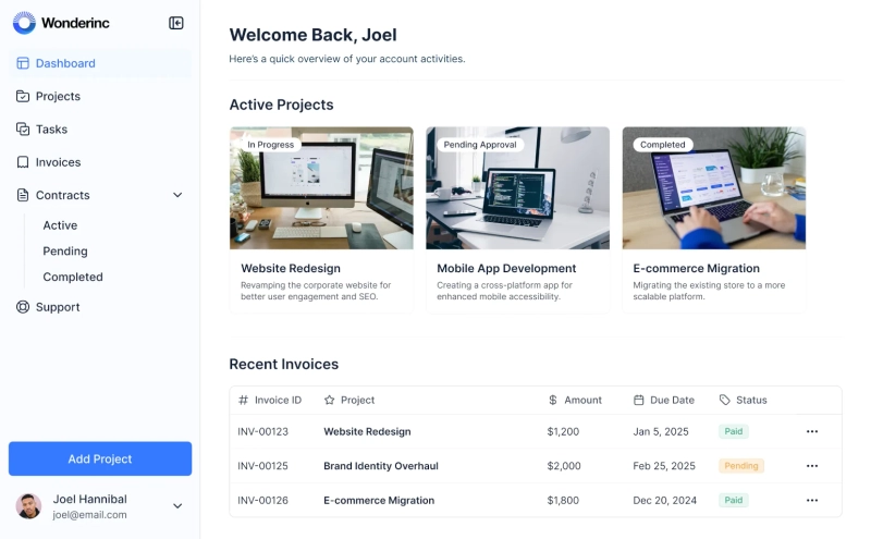 Client portal built in Softr