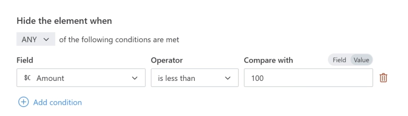 Rule to check Amount value