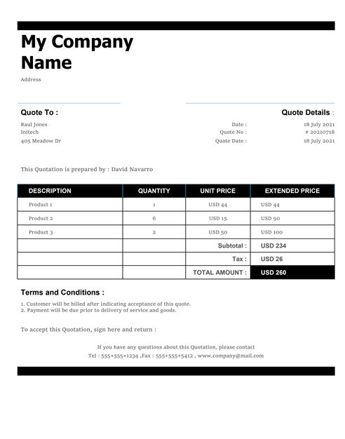 Audit quotation free template template