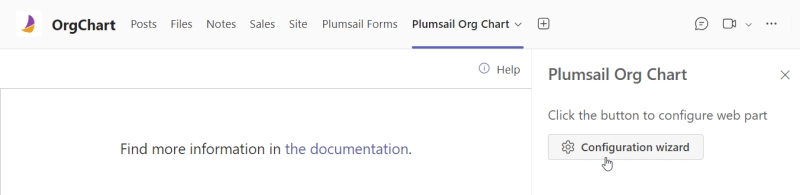 Open configuration wizard in Microsoft Teams OrgChart