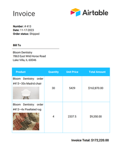 Airtable invoice