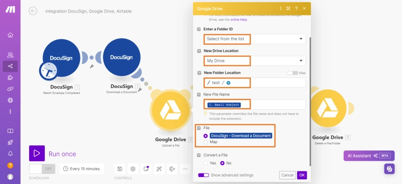 Upload a file in Google Drive