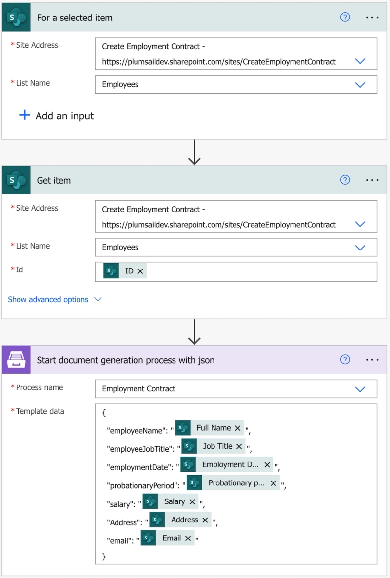 Power Automate Flow for selected SharePoint List