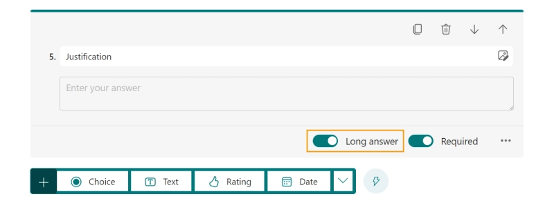 Configure a long-form filed for the justification of the approval request