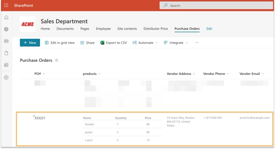 SharePoint list