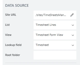 List or Library control properties