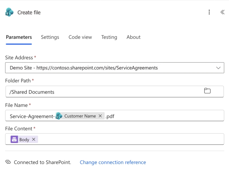 Save file to SharePoint documents