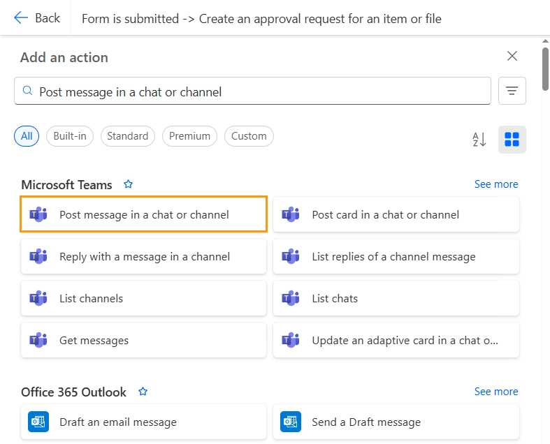 Post message in a chat or channel