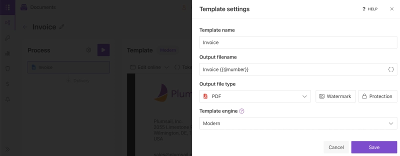 Set output settings