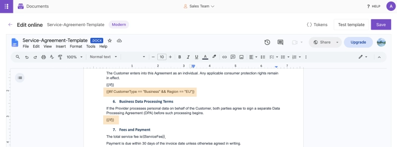 Multiple Conditional Processing Terms section