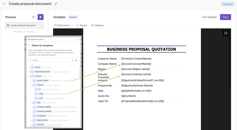Copy tokens from Airtable to process