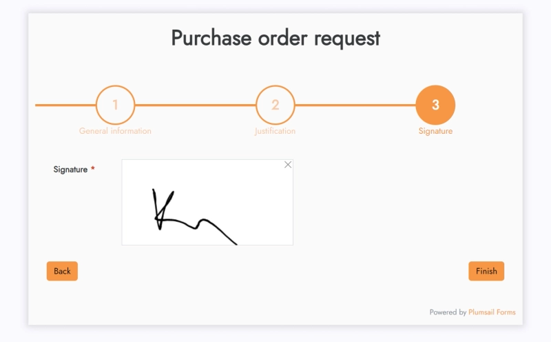 Approval request form in Plumsail - Signature