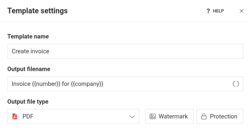 Change template settings