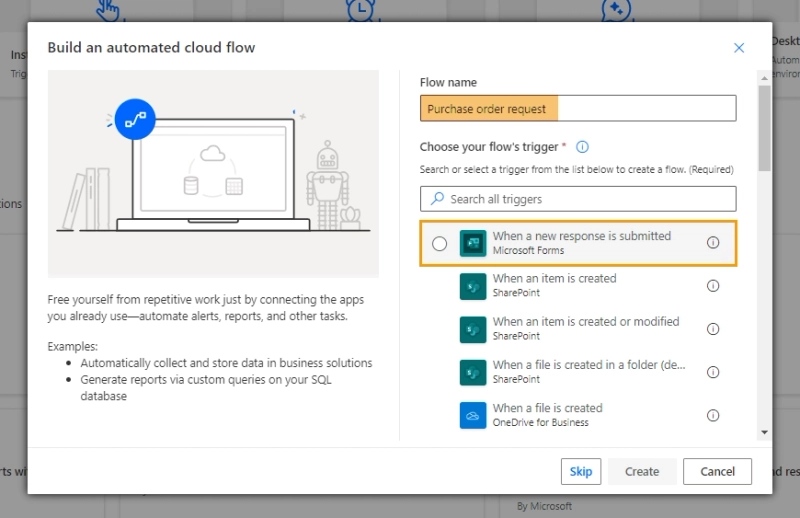 Pick the correct trigger for the Power Automate approval workflow