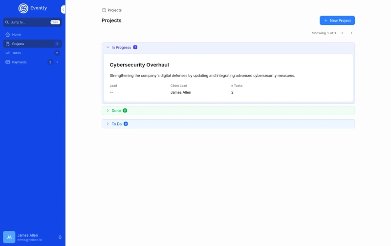 Noloco's template for a client portal