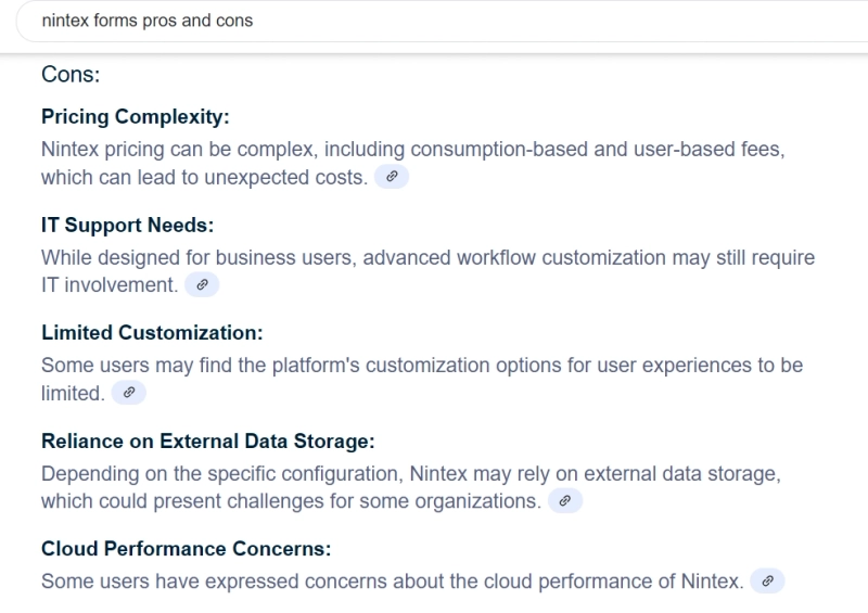 Nintex Forms cons