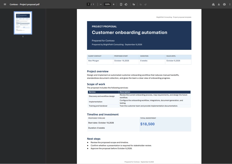 Generated project proposal PDF