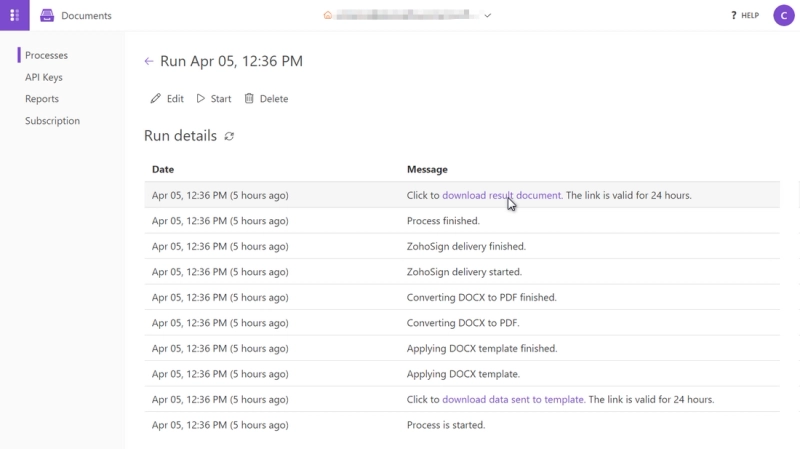 3 download resulting document from process run