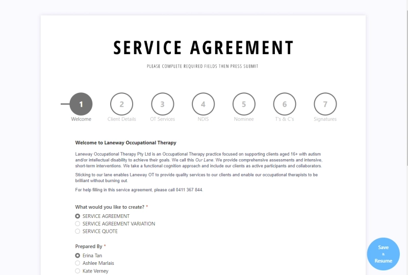 Service agreement