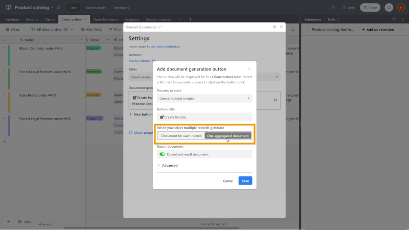 Create document from multiple Airtable records