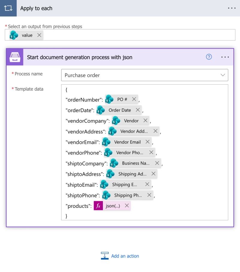 Power Automate flow to export SharePoint list item to PDF