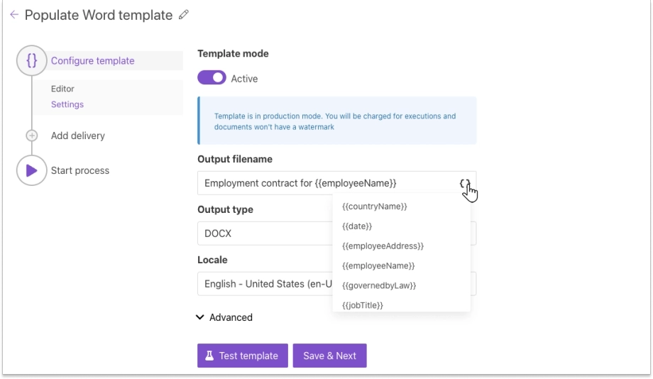 Output file settings