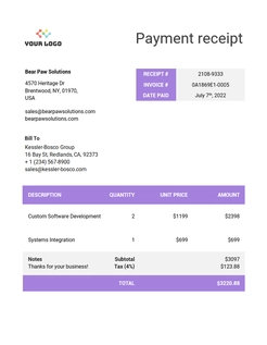 Payment receipt