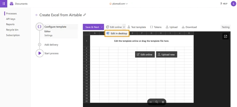 Edit template in desktop