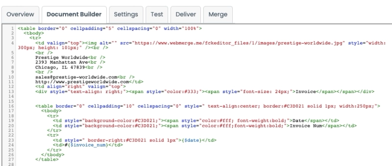 Formstack Documents HTML editor