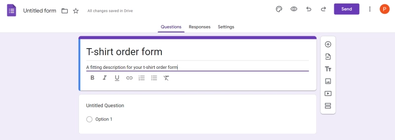 Name and description of the Google Forms