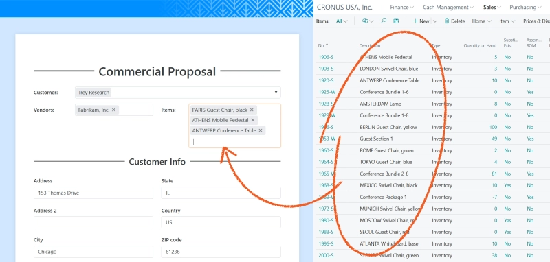 Show data from Dynamics 365 Business Central in your public web form