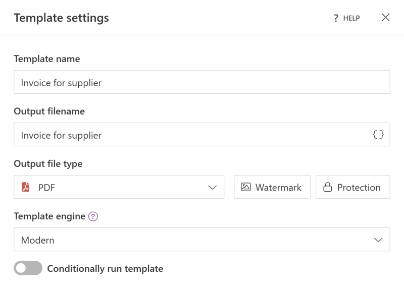 Plumsail Documents - template settings