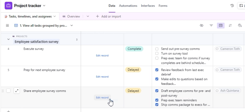 Airtable button highlight