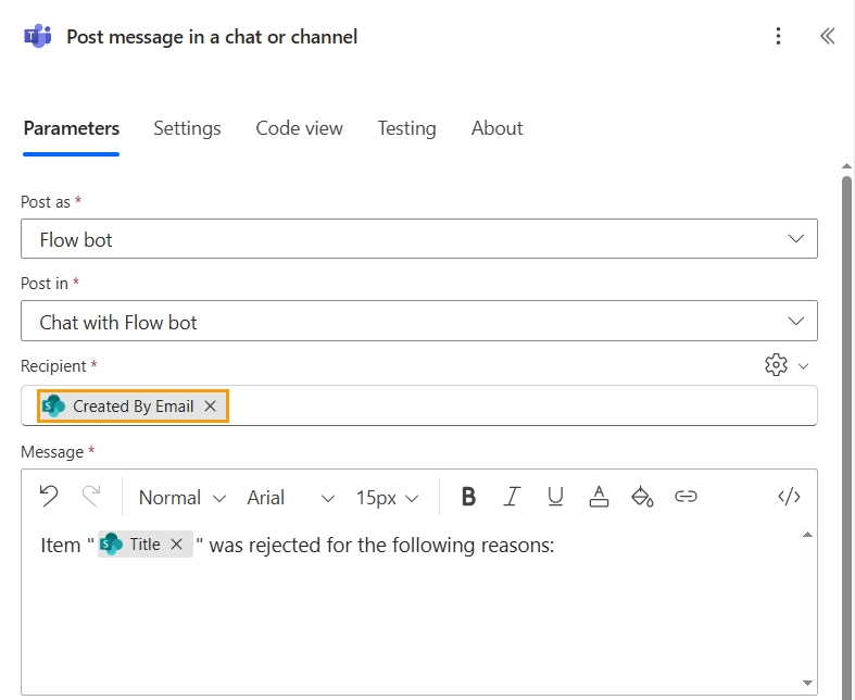 Post message in a chat or channel