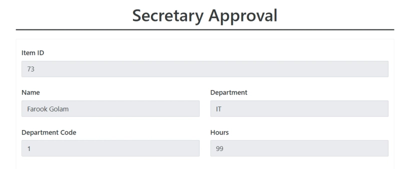 Pre-filled approval form